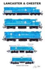 Lancaster & Chester Blue Locomotives 11"x17" Poster by Andy Fletcher signed
