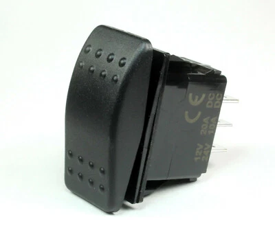 SCI MOMENTARY Black Rocker Switch DPDT, 20A 12VDC, (ON)OFF(ON), (YD10)