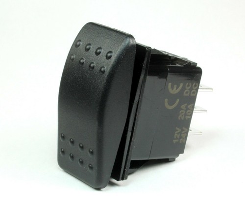 MOMENTARY Rocker Switch, DPDT 6pins, 20 Amps/12vdc, 10 Amps/24vdc, (ON) OFF (ON) - Picture 3 of 5