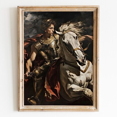 Alexander the Great On Horseback Ancient Greece Rome Wall Art Poster Print