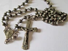 Antique Rosary Beads Pendant Cross Medal Crucifix Silver Rare Jewelry 2405