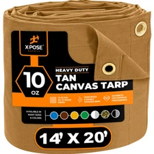 14' x 20' Tan Canvas Tarps 10oz