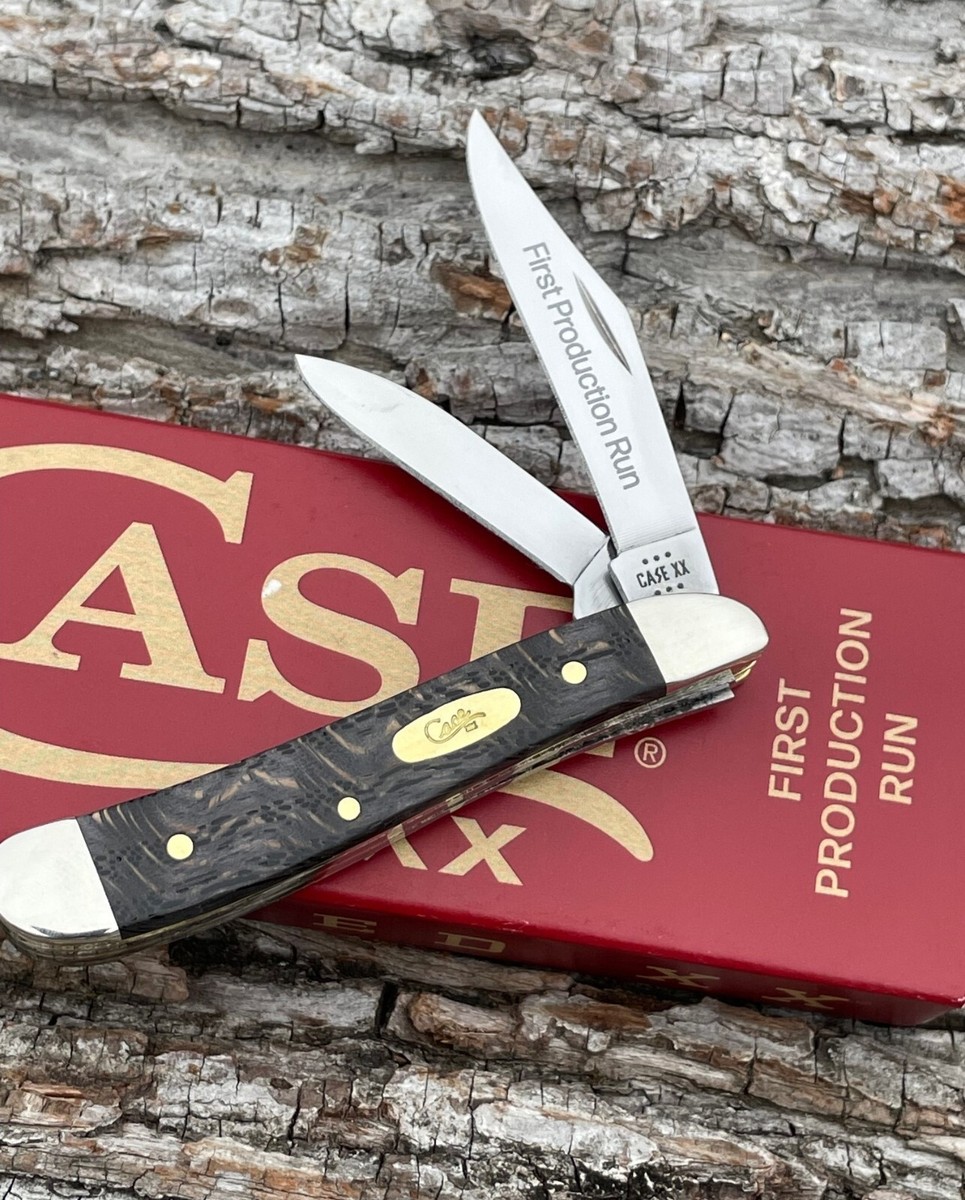 Caswell Cognac Jabari Wild Boar US7D【美品】 CASE XX *b FPR 2024 SMOOTH BLACK CURLY OAK WOOD BRASS SHIELD
