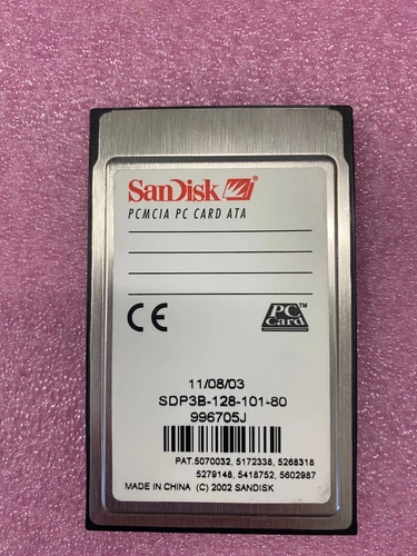 128MB FLASHDISK ( FLASH CARD) PCMCIA PC CARD ATA SANDISK P/N SDP3B-128-101-80