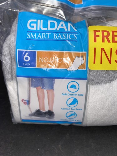Gildan Boys White No Show Socks for Shoe Size 10-2.5 NEW 6 Pairs - Picture 2 of 5