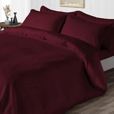 1000 OR 1200 TC 100% Cotton Duvet Collection Select Item & Size Wine Stripes