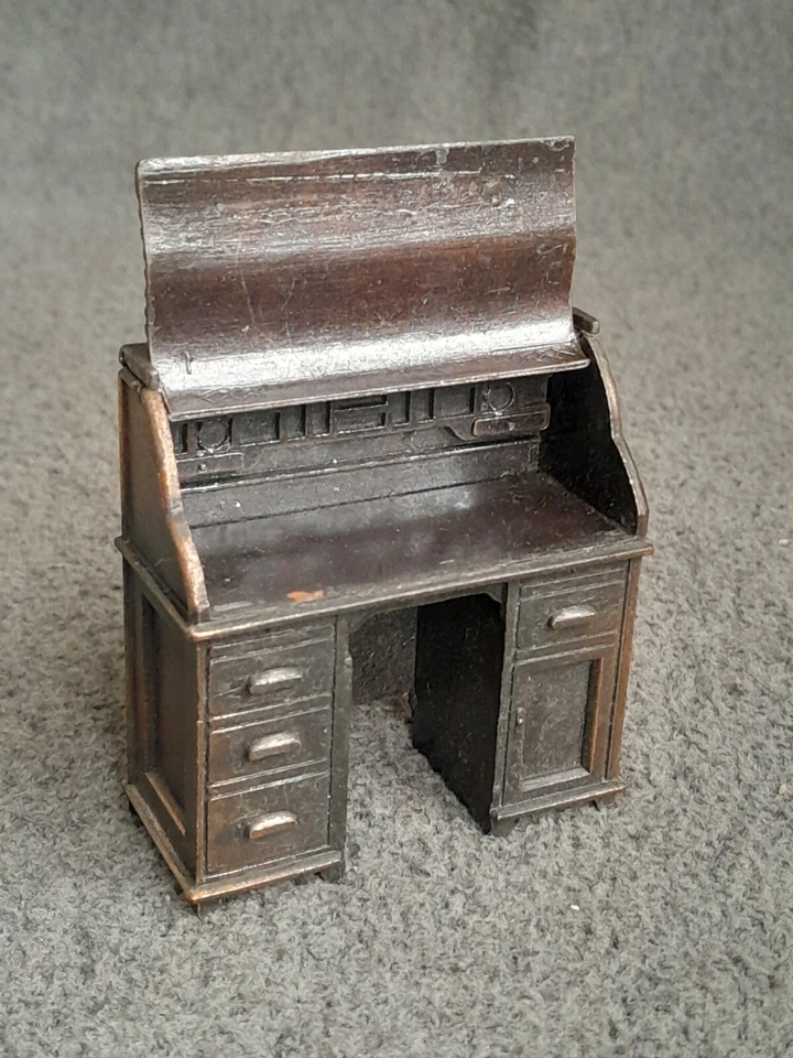 Vintage Durham Industries Inc Metal Miniatures Roll Top Desk Rolltop Dollhouse - Image 2 of 4