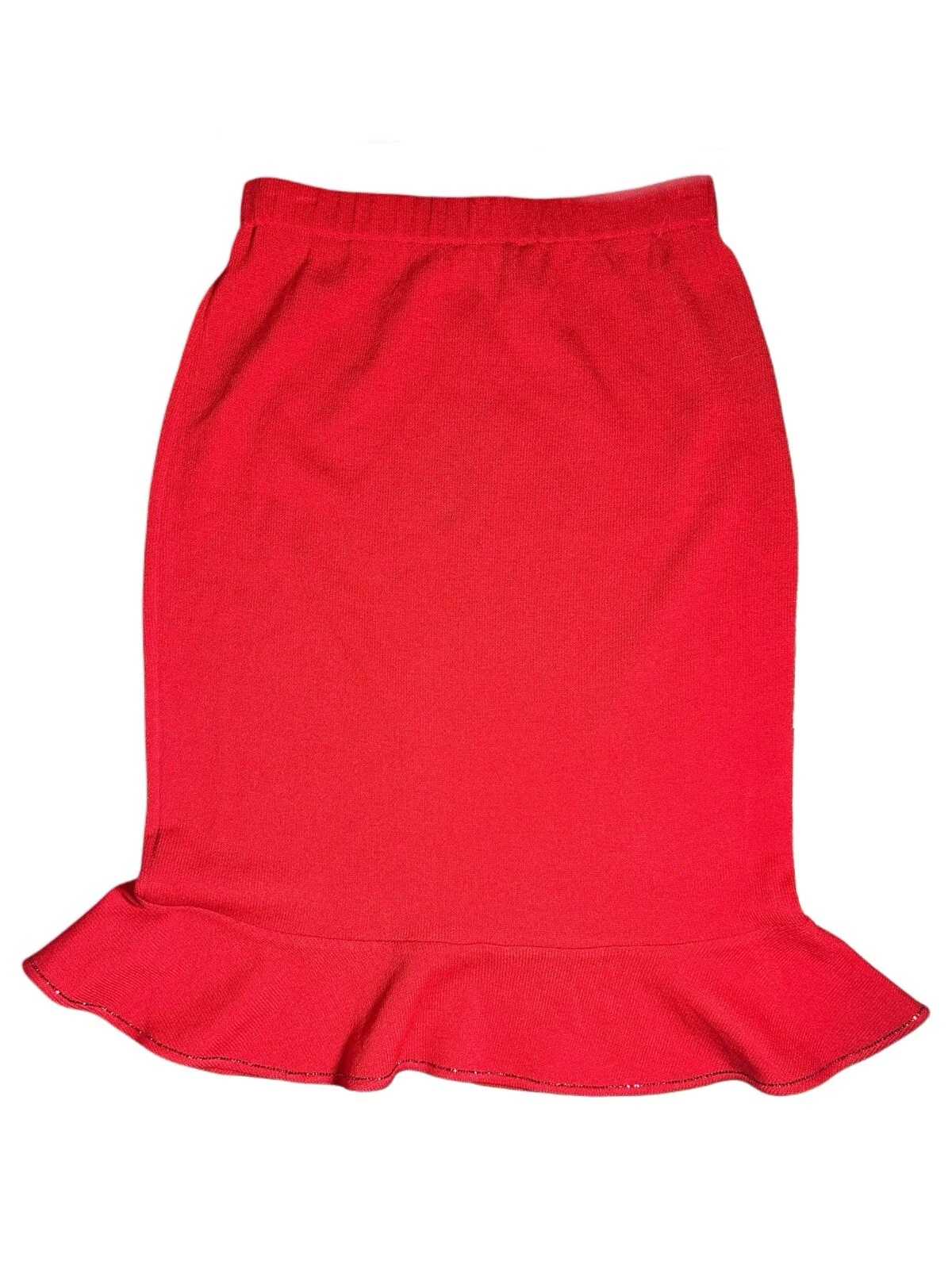 St. John Knits set abito 2 pezzi S M maglia un braccio formale festa San Valentino arruffato nuovo con etichette