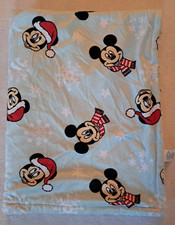 Disney Baby Mickey Mouse Blanket Santa Hats Light Blue Snowflakes Sherpa Backing