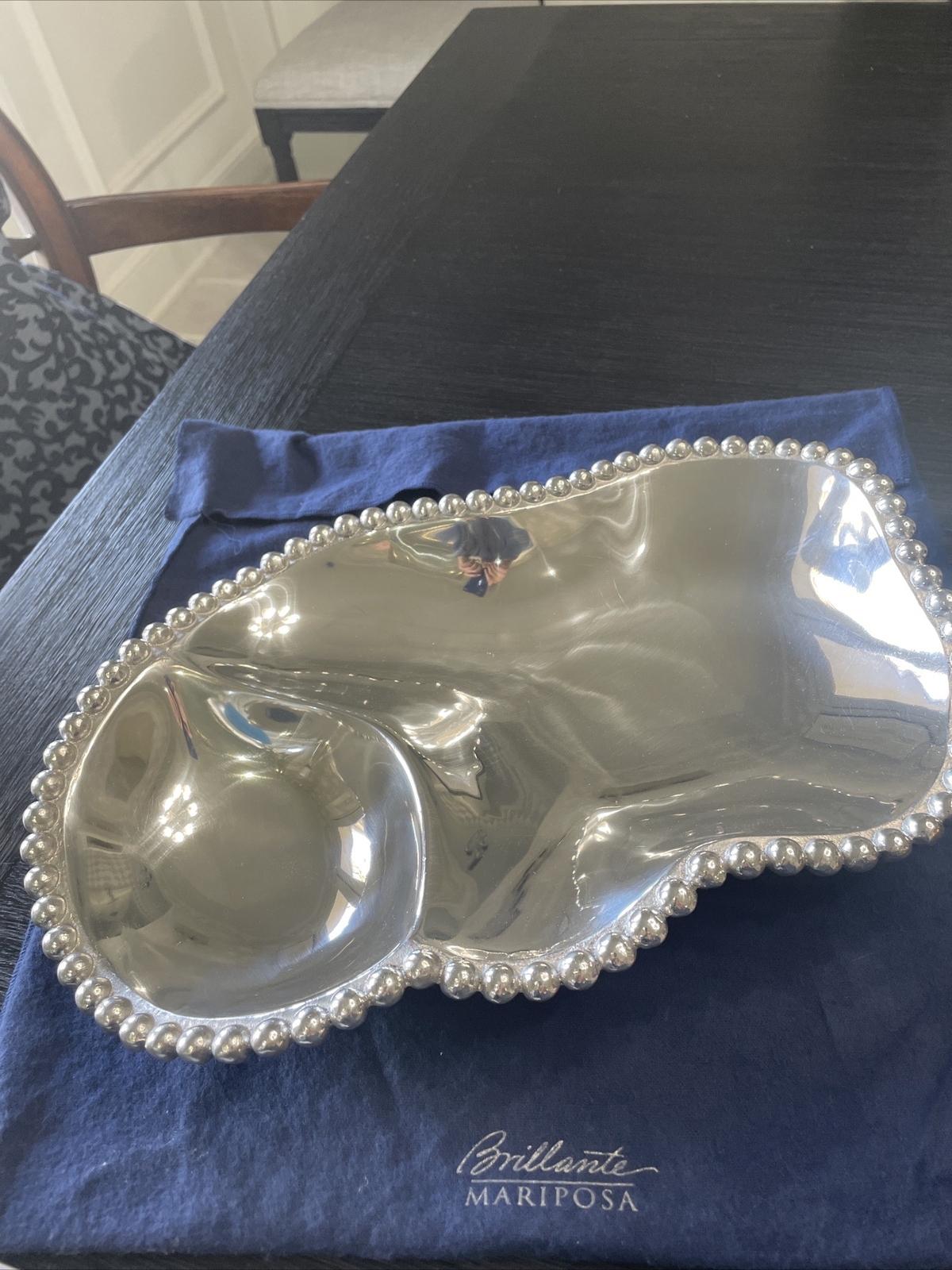 Mariposa Brilliant String of Pearls Wavy Chip And Dip Bowl With Dust