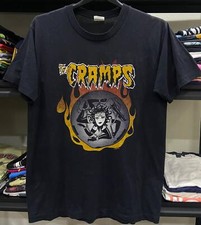 Remake The Cramps band rare design 90s Vtg T shirt black tee NH16257