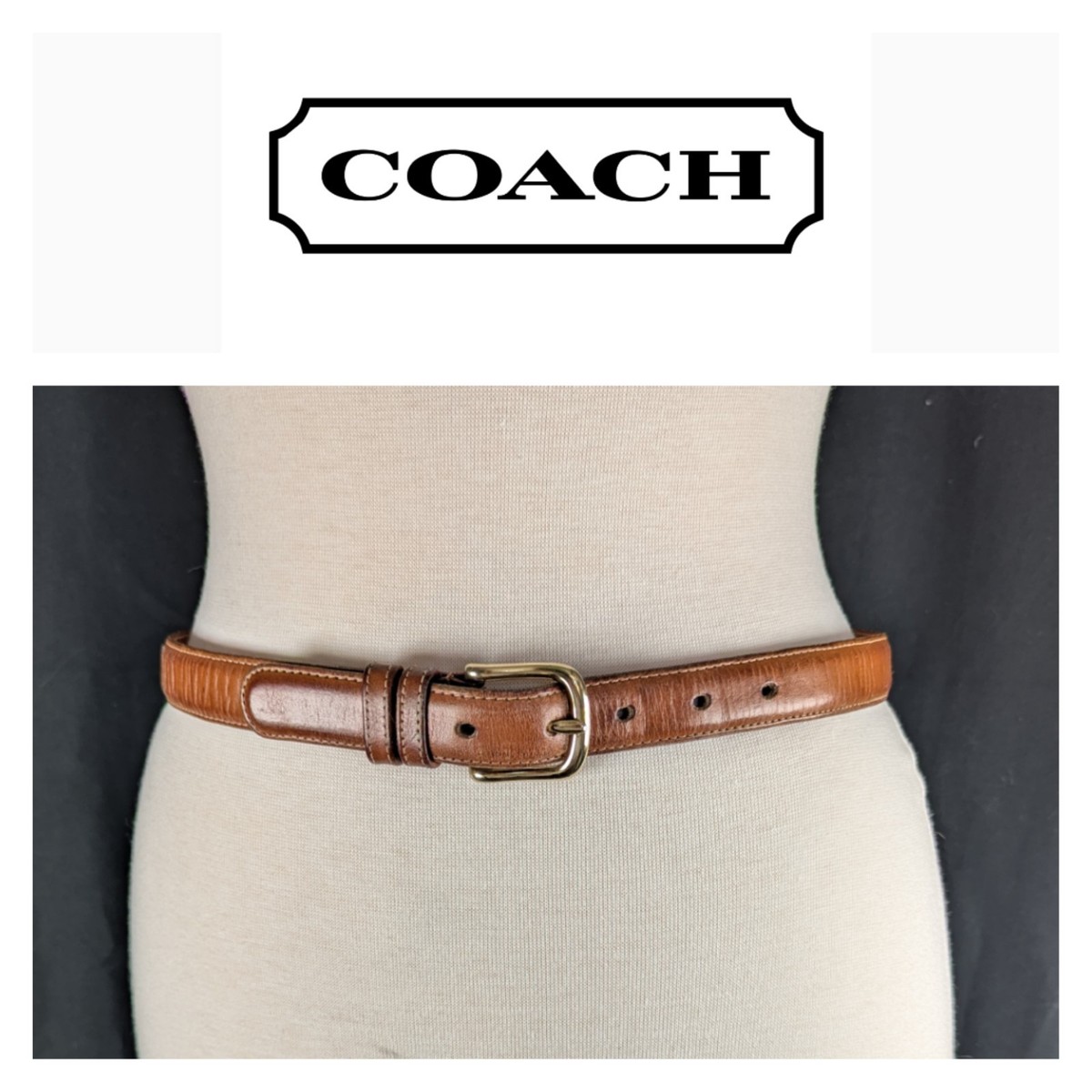 Coach Cowhide Leather Belt VINTAGE Coach belt 40 ITALY brown leather cowhide belt 1-1/4  main image 2