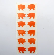 Mrs Grossmans Stickers by the Yard 12 Mini Pink Pigs Piglets Vintage 1980s