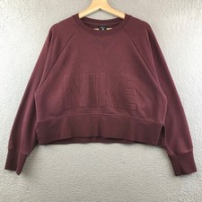 Nike Dri-Fit Sweatshirt Womens Small Burgundy Pullover Athletic crop
