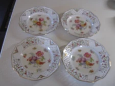 Set of 4 Schumann Germany Chateau reticulated Dresden Flowers 7 1/2 in. plates