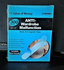 Lybona Anti-Wardrobe Malfunction Body Lingerie Tape 300 Strips , 1/2 x3