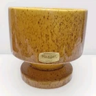 VTG Haeger Pottery USA Mustard Glaze Speckled Vase Pedestal Planter Chip 5" READ