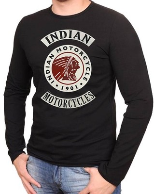 Indian Panhead motorradclub biker Logo schwarz T-Shirt Langarmshirts-1251-SW- LA