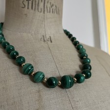 20 inch Vintage Malachite beaded necklace - more available