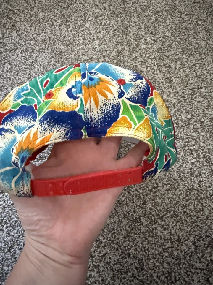 Vintage Peterbilt Hat Red Floral Hawaiian San Sun 90’s Trucker Semi RARE Snap - Image 2 of 4