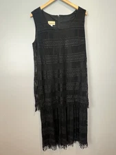 Vtg Damianou Dress Large Fringe Flapper Style Crochet Evening Wedding Event