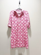 J. McLaughlin Pink Floral Dress Henley Sheath Cotton Blend Preppy NWOT Sz S