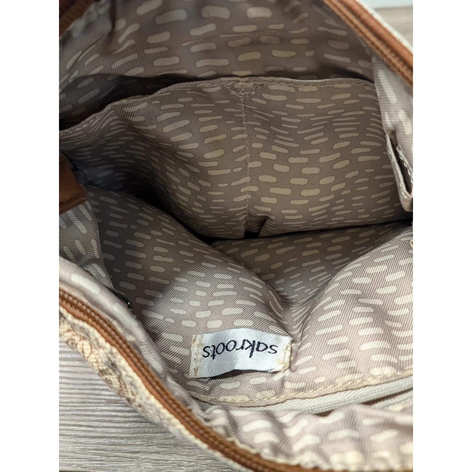 Bolso Bandolera de Viaje Sakroots Estampado de Elefante Beige Marrón Lona Foto 3 de 4