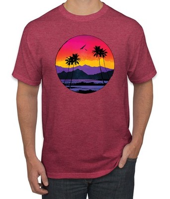Tropical Paradise Beach Sunset Streetwear Men Graphic Tshirt