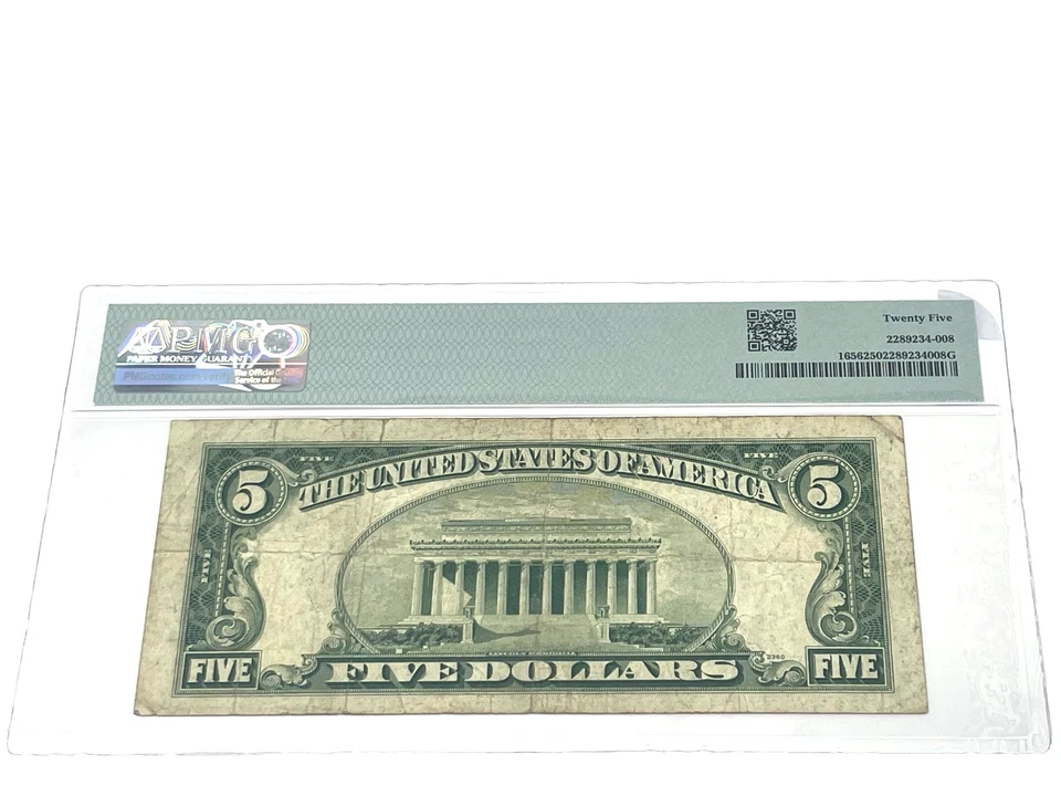 Pre 57 - 1953A - $5 Silver Certificate, Blue Seal, PMG 25, Very Fine, (#8) - Image 2 of 2