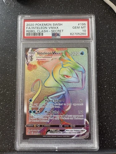 PSA 10 Inteleon VMAX 195/192 Rebel Clash Rainbow Holo Pokemon Card - Gem Mint