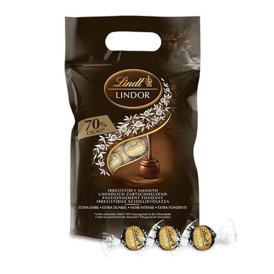 Lindt LINDOR Schokoladen Kugeln extra dunkel | ca. 80 Kugeln, 70% Kakao, 1 kg