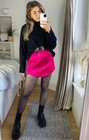 ZARA Hot Fuchsia Pink Satin Effect High Waisted Mini Skirt Size S Bloggers Fave