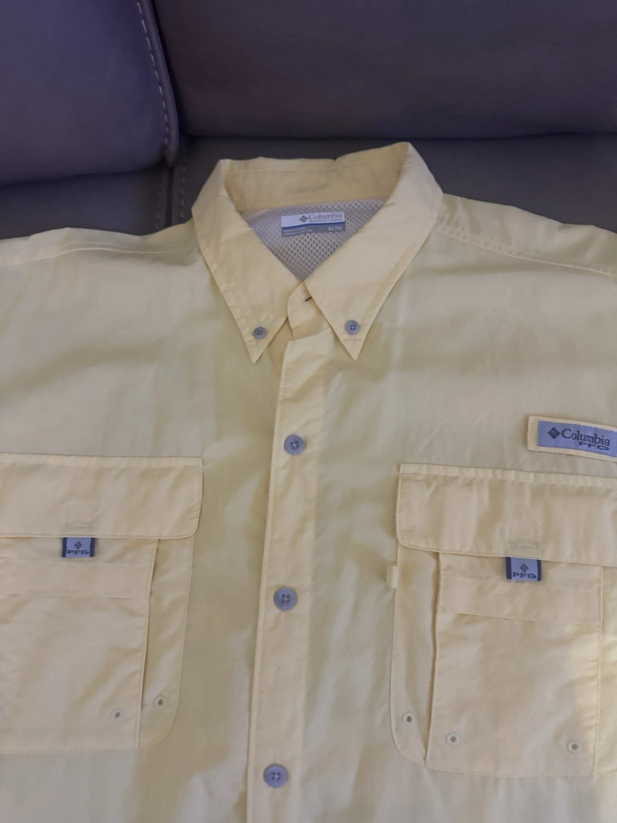 Columbia Sportswear PFG Yellow XL Long Sleeve Button-Up Fishing Shirt