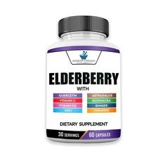 Elderberry Extract with Quercetin, Vitamin C, D3, Ginger, Zinc, Turmeric & Ec...