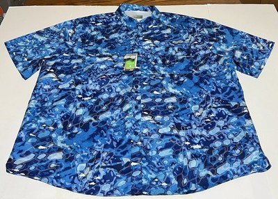 Chemise Ocean Coast Homme 2XL Bleu/Jaune - Manches Courtes, Pêche & Extérieur - Tissu Technique