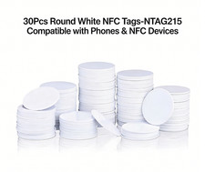30Pcs Round White NFC Tags - NTAG215 Compatible with Phones NFC Devices