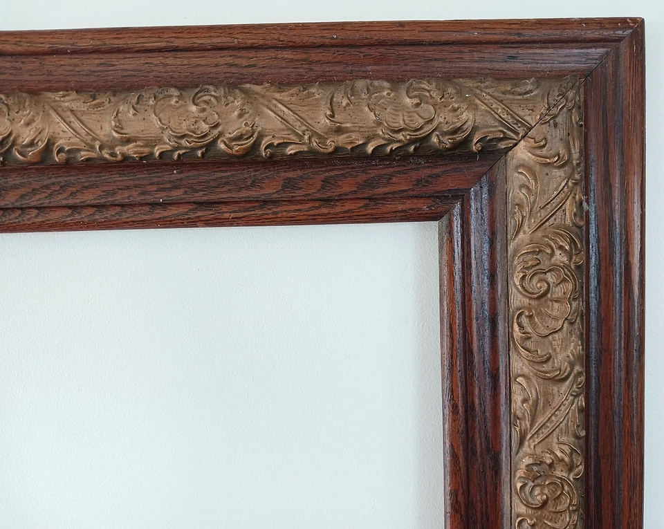 Antique High Quality American Solid Wood Mahogany & Gold Frame Floral 16 x 20 - Image 4 of 4