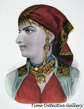 Lithograph Image of Egyptian Woman - c.1850 - Historic Litho Print