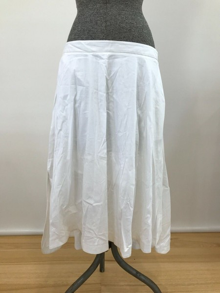 Portmans white flowing half circle skirt high low midi pockets cotton blend 12