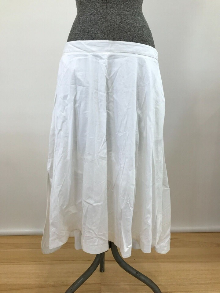 Portmans white flowing half circle skirt high low midi pockets cotton blend 12