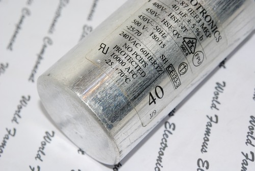 1pcs - ARCOTRONICS 40uF (40µF) 450V (50Hz) 5% Capacitor - C.87.0EE3 MKP - Picture 3 of 6
