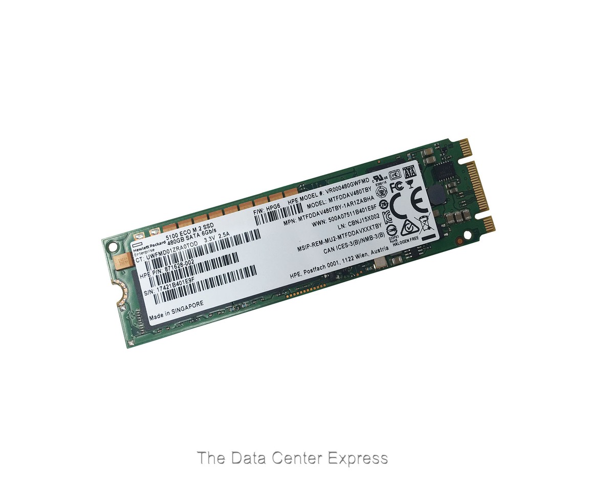 HPE 480GB SATA 6G RI M.2 2280 ST SSD 875498-B21 875855-001 EXACT 
