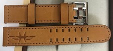 20mm Hamilton Real Leather Watchband Camel Double Pin Buckle Without Logo
