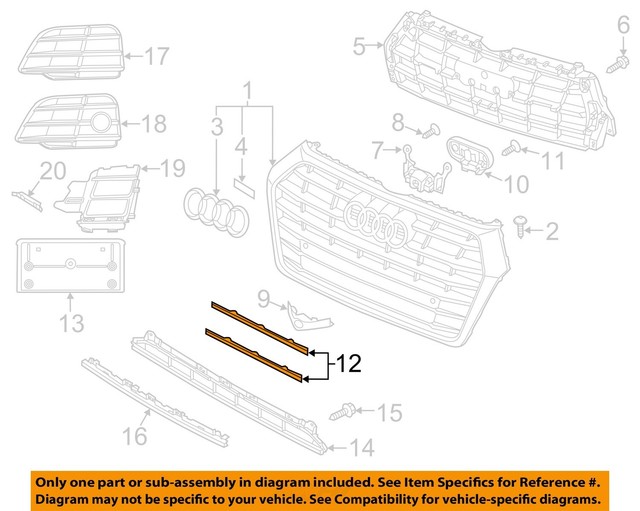 Audi Oem 2018 Sq5 Front Bumper Trim Bezel 80a853441e3q7 For Sale Online Ebay