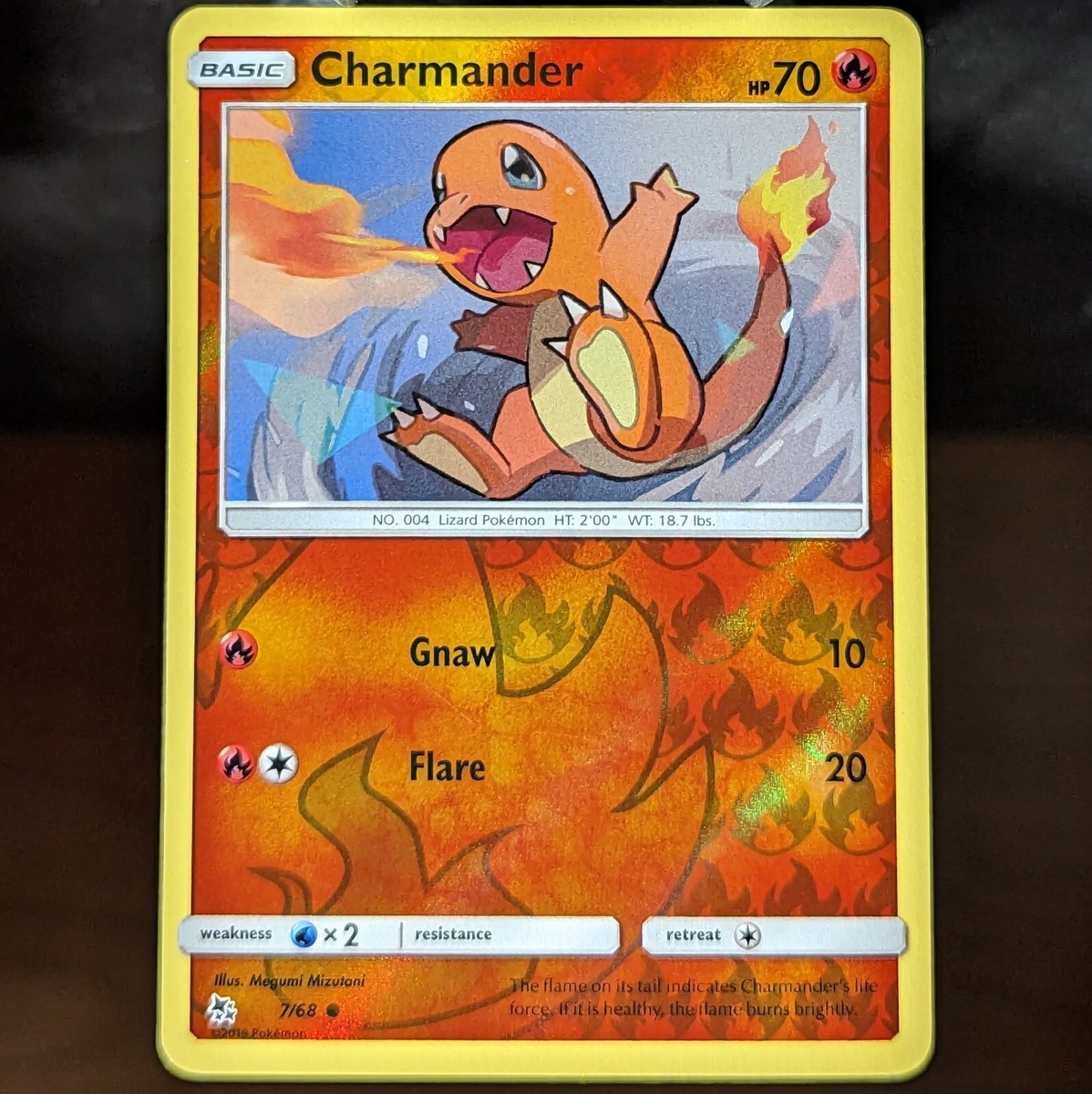 Charmander 7/68 LP/NM Reverse Holo SM Hidden Fates Pokemon Card TCG cute  lizard