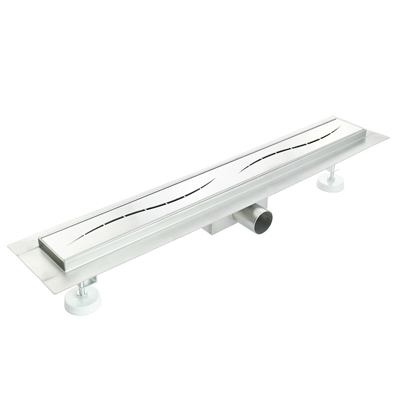 BITUXX Edelstahl Duschrinne Tropfen-Design – 50 Cm Länge, Gebürstet, Mit Siphon, Barrierearm