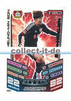 Match Attax Extra 13/14 - 594 - HEUNG-MIN SON Bayer 04 Leverkusen Hattrick-Held