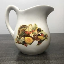 Vintage USA Made Creamer Fruit And Vegetable Decor Floral Ceramic