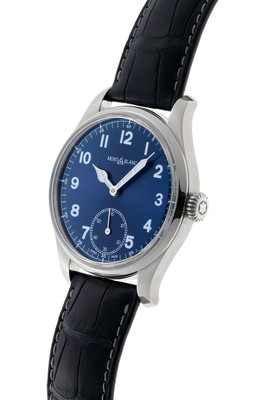 MONTBLANC 1858 Manual Small Second Hand Winding 113702 Blue Dial SS Wristwatch