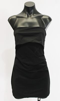 Mango Women's Fitted Fluid Fabric Strapless Draped Detail Top BL1 Black Small